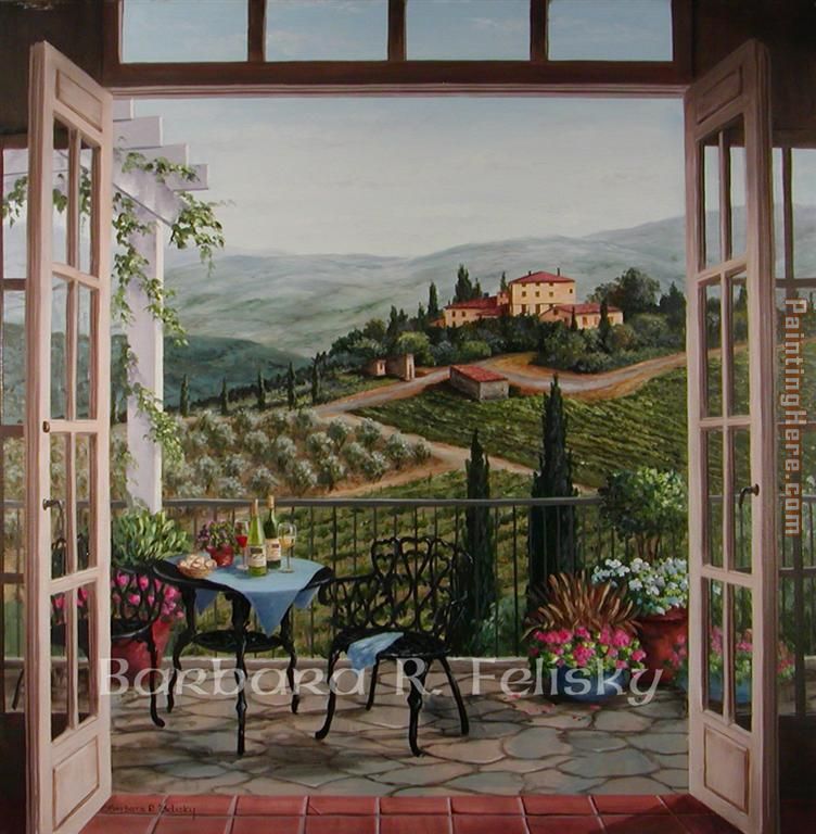 Balcony View Of The Villa painting - Barbara Felisky Balcony View Of The Villa art painting